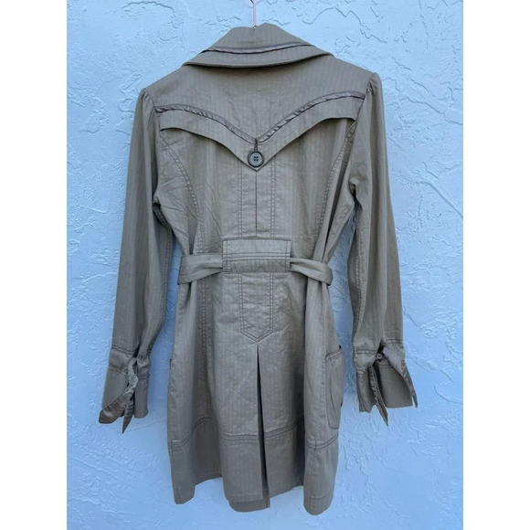 DKNY Womens Long Sleeve Double Breasted Belted Trench Coats Khaki Sz XS - Picture 7 of 16